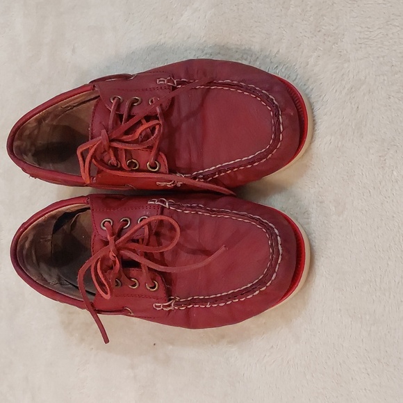 Polo Ralph Lauren Bienne II LU-BTS Mens Red Leather Boat Loafer Shoes Sizs 8.5 D - Picture 2 of 12